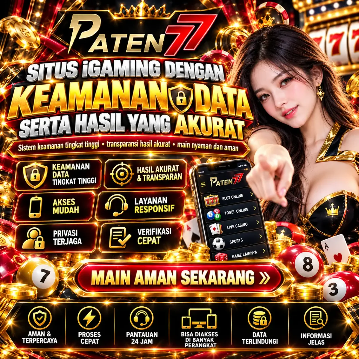 Banner sorotan PATEN77 : Situs iGaming Dengan Keamanan Data Serta Hasil Yang Akurat — PATEN77